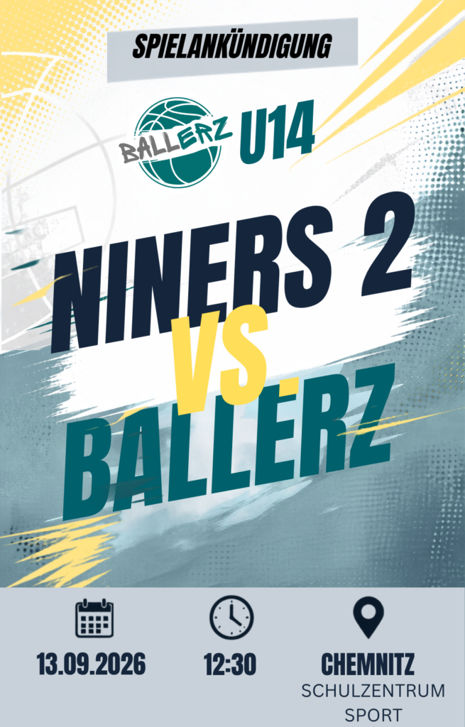 Ankündigung Spiel der U14 gegen Niners 2 in Chemnitz