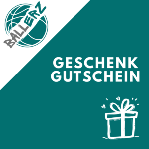 Bild mit den Wort Geschenkgutschein, einem Geschenk als Grafik und dem Ballerz-Logo